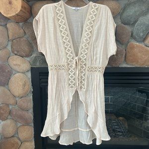 Blashe Swimsuit Cover Up Kimono Top Shirt-M size Tan Cream color